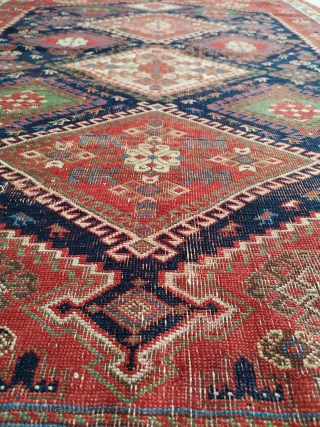 A very good 19th Century Afshar 181 x 120cm
A fine piece with exquisite colour. Condition is poor with some weak areas/holes backed and secured but none of this detracts from its great  ...