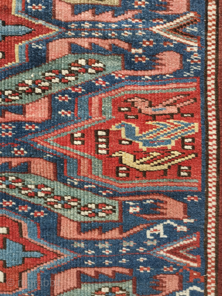 Alpan Kuba rug 136 x 97cm.
A classic example of the type with original ends and sides except for a few areas of later overcasting. The pile is low but generally the condition ...