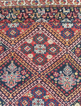 Bright Luri rug with a vibrant design.
Loss to the ends and some repair.
279 x 122cm
https://philbellantiquerugs.uk/                  