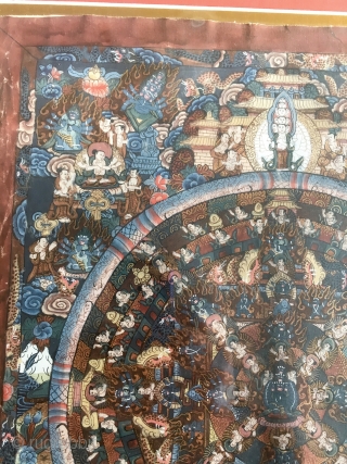 Antique Tibetan Thangka 12" x 16" Mounted & Framed 21" x 25"                     