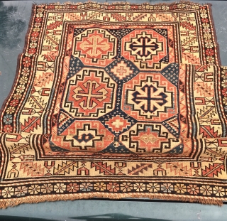 Ivory Ground East Caucasian
Old Shirvan?
Sides Secured
1890 -1900
2'3" x 5'4"                        