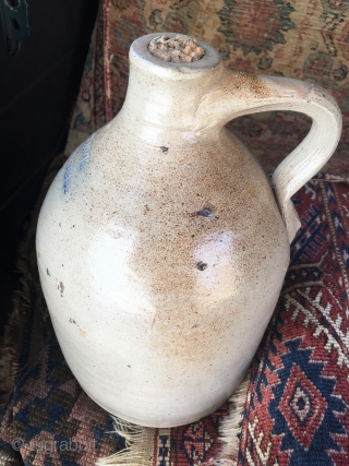 1890's salt glazed stoneware 1 Gallon  Advertising Jug Cobalt Stamped 'Jos Cleve, 9 cambridge St, Boston' As Made w no chips or cracks         