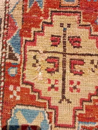 An old Borchlaou Kazak, an example of primitive village work for domestic use.
Late 19th or early 20th- century An interseting artifact YES, there are some chemical dyes 
Size: 138x112cm
    