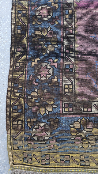 I'm selling this turn-of-the-20th-century piece. (1890-1910) Manastir pile prayer rug 
My description: 
The seemingly Konya-like mihrab — supported also by the colour scheme — appears unusual in this unique artefact. Its strangeness,  ...