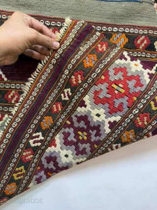 A very unusual (colour) Manastir kilim Size 113x65  Delioram , Balkans under the Ottoman rule                 