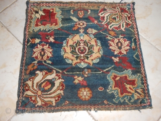 Agra mat, 1880-1900, cm 40 x 41; cotton warps, wool wefts, wool pile, finely knotted. Likely a sampler to show clients design and quality. Thanks for watching!      