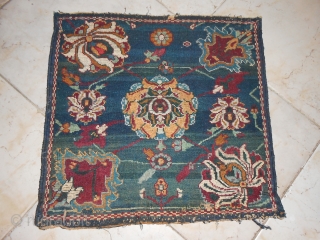 Agra mat, 1880-1900, cm 40 x 41; cotton warps, wool wefts, wool pile, finely knotted. Likely a sampler to show clients design and quality. Thanks for watching!      