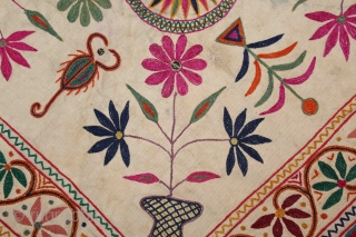 A very beautiful Dorry Bag handwoven cotton embroiderd from kutch region Gujarat India.Chain stitch work.Its size is 45cm X 68cm.(IMG0025).             