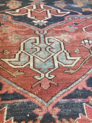 1880's Serapi Heriz: Size - 8x10 - Serapi rugs are some of the most rare and desirable Persian rugs out there and are a distinct Heriz region style. It has bold geometric  ...