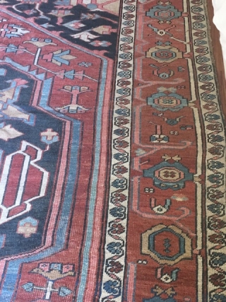 1880's Serapi Heriz: Size - 8x10 - Serapi rugs are some of the most rare and desirable Persian rugs out there and are a distinct Heriz region style. It has bold geometric  ...