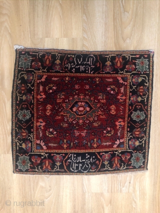 A small Farahan about 110 years, dated 1328=1910,in a mint condition,Cartouche:Sefareshe Salar Khani 1328=Ordered by Salar Khani 1328,size:51x45 cm,*some red color run in white*         