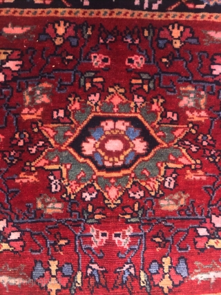 A small Farahan about 110 years, dated 1328=1910,in a mint condition,Cartouche:Sefareshe Salar Khani 1328=Ordered by Salar Khani 1328,size:51x45 cm,*some red color run in white*         