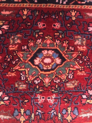 A small Farahan about 110 years, dated 1328=1910,in a mint condition,Cartouche:Sefareshe Salar Khani 1328=Ordered by Salar Khani 1328,size:51x45 cm,*some red color run in white*         