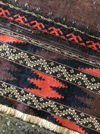 An old Baluch Sofreh about 100 years,size:120x115 cm,wool on wool,very unusuall tree design,two old repairs.pls not to hesitate to ask me any question about this nice Baluch.      