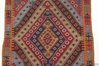 A nice 3'4"x4'8" Antique East Anatolian kilim. Good condition, nice colors.                      