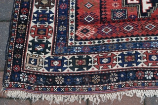 A 3'8"x5'19th.century lesghi rug in nearly perfect condition. featuring all natural dyes and lusterous wool. With a handle like a handkerchief.            