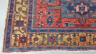 Antique Persian Heriz Karaja (Karajeh) rug,all natural colors and Interesting border. wool on cotton. size 180 x 163 cm              