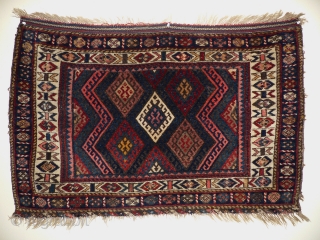  Jaff Koerd Bagface 1900 jh, mooie kleuren, zacht en Glanzend wol, met orginale zijden (Shirazeh). size 74x114 cm              