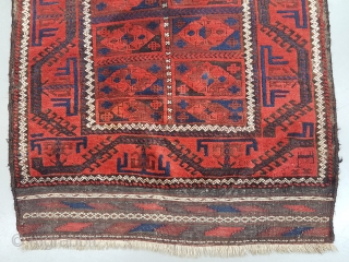 Beluch rug with lovely colors and striking design, original selvedges, kelim on both ends, 19th. Century sizes 170x120 cm              