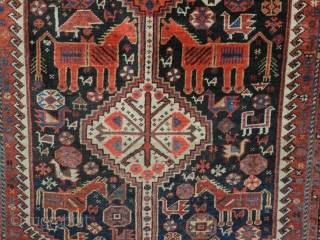 Very Interesting design and a rare shiraz Rug around 1900 jh,all natural color's.
size;177x102 cm                   