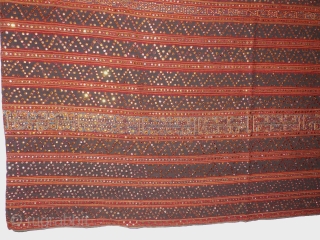 Tapis Cermuk, Lampung Region, South Sumatra, Indonesia.
Cotton with mirrors and silk   126  x 115 cm
A similar tapis, in the collection of Leidens Volkenkunde Museum, the Netherlands, is dated from  ...