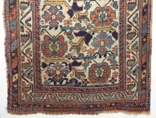 19th century small Afshar rug with white basic colors.
Original natural colors
Good condition, very rare size and design
Wool on wool
Size 120 x 84 cm
          