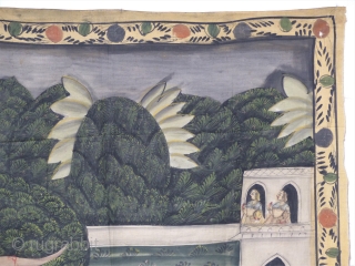 Antique handpainted and not stamped India textile with figures.
minor damage on upper right corner.
size: 110 x 90 cm               