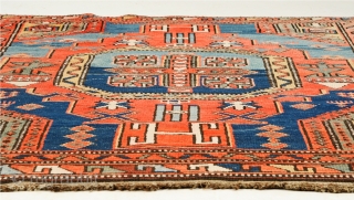 Caucasian Konagend rug. Late nineteenth century. 140 x 112cm. Full pile, kilim ends intact. At some places minimal bleeding. Inquiries: info@pleijsierproductions.nl            