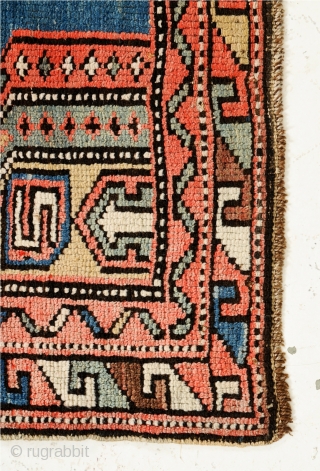 Caucasian Konagend rug. Late nineteenth century. 140 x 112cm. Full pile, kilim ends intact. At some places minimal bleeding. Inquiries: info@pleijsierproductions.nl            