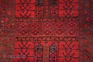 Ersari ensi (tent door rug), third quarter 19th century. Very nice example with first rate shiny wool and top class color. At places low pile. 200x157cm. Inquiries: info@pleijsierproductions.nl     