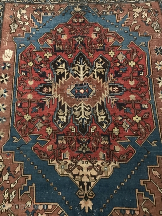 Caucasian rug inscribed in three places (hard for ne to read) with a graphic in upper left field, of hand with hammer sickle in the palm (no translation needed) “Stop Communism”   ...