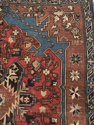 Caucasian rug inscribed in three places (hard for ne to read) with a graphic in upper left field, of hand with hammer sickle in the palm (no translation needed) “Stop Communism”   ...
