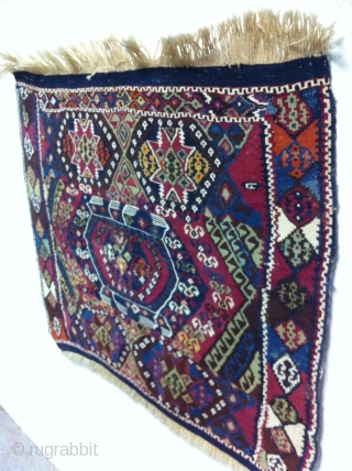 An Old Malatya turkish Kilim with 95/67 cm. Good shape with small restoration. Wool with part white cotton and metal.             