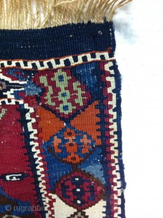 An Old Malatya turkish Kilim with 95/67 cm. Good shape with small restoration. Wool with part white cotton and metal.             