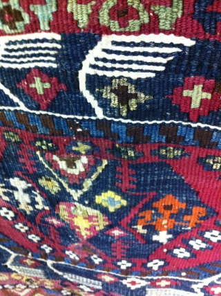 An Old Malatya turkish Kilim with 95/67 cm. Good shape with small restoration. Wool with part white cotton and metal.             