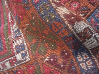 An antique Anatolian prayer rug fragment. All natural dyes. 143 X 93 cm.                    