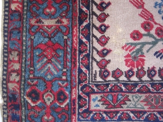 An old Anatolian prayer rug on wool foundation. 180 X 118 cm. Good shape with good pile. A small repair and small open part at left selvage (pic 4).    