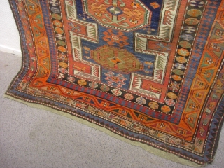 An antique Karabagh with the size 262 X 144 cm. Dated 1902 (?). No big repairs, no cut, no tinting. Good shape with spot worn places. Both Kilims good.    