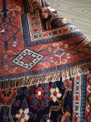 An antique Veramin with 292/154 cm. On wool rug. Good shape with signs of use. Small area with need of repile.            