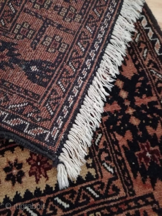 An old Baluch prayer rug in very good shape. 130/80 cm.                      