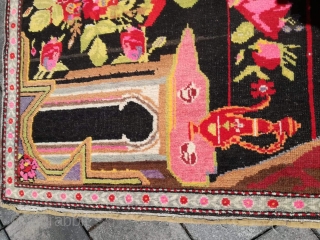 An old Karabagh rug with 200/135 cm. Good shape with little signs of use.                   