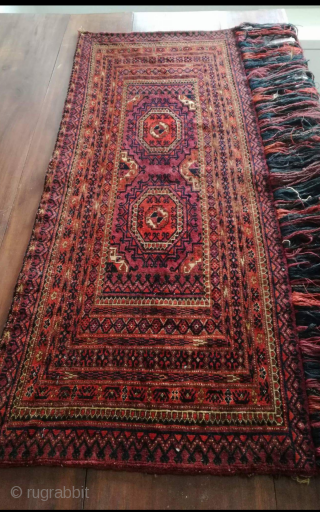 An antique Turkmen with small silk highlights. 109/43 cm. Very good shape.                     