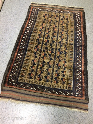 An old Baluch in used condition. Very soft. 160/100 cm.                       