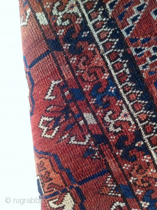 An old Tekke rug with 131/117 cm. Good shape with few not wild spot demages.                  