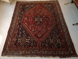 An old Qashqai rug with 200/154 cm in perfect original condition.                      