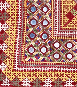 • PILLOW COVER •

This embroidered cover of the Meher pastoralists, upper Sind. The Meher are probably the finest domestic embroiderers in the whole of the subcontinent. The stitches used are crossed stitch,  ...