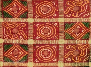Gharchola Odhna
Originating from the Khambat (Cambay) region of Gujarat, these have been used for years in Gujarati weddings.Gharchola was earlier made by traditional weavers and Bandhani workers. 
Hand woven; hand dyed in  ...