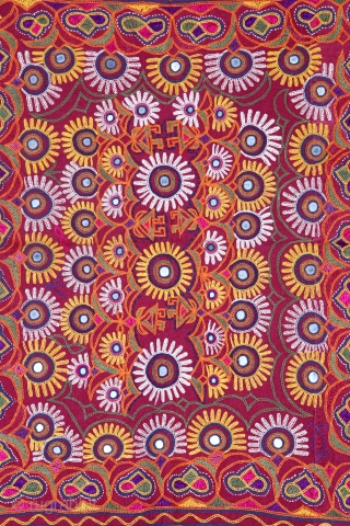 • WALL HANGING •

Kutch, Gujarat mid 20th century.

There are not one or two, but up to 16 different types of embroideries known in Gujarat, each belonging to a different community. The embroidery  ...