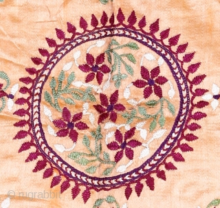 • CHAKLA •

Chakla is a local name for square piece which is used to cover the plate of offering at temples and at marriages to cover the plate of gifts.
Floss silk embroidery  ...