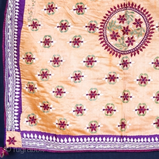 • CHAKLA •

Chakla is a local name for square piece which is used to cover the plate of offering at temples and at marriages to cover the plate of gifts.
Floss silk embroidery  ...